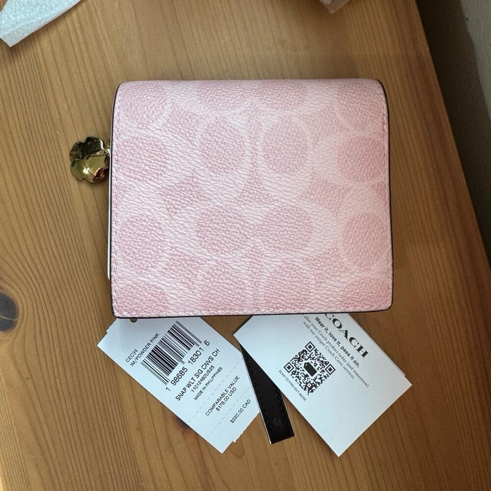 ❤️ Coach Snap Wallet In Signature Canvas With Charm - Picture 7 of 10